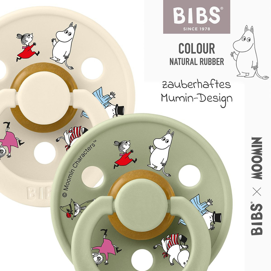 BIBS Schnuller 2er Pack Moomin Friends in Ivory und Sage für 0-6 Monate - Bild 1