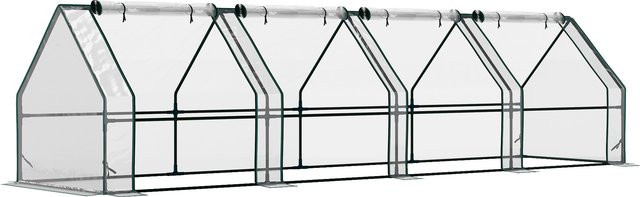 Outsunny Gewächshaus aus Stahl mit Reißverschlussfenster, winterfestes Foliengewächshaus für Garten und Balkon, Transparent, B/T/H: 360 x 90 x 90 cm - Bild 1