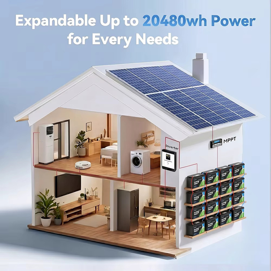 YULONGNE LiFePO4 Batterie 12,8V 100Ah mit integriertem Smart BMS in Schwarz für Solar, Wohnmobile und Boote - Bild 5