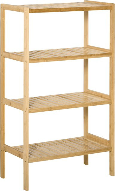 HOMCOM 4-stufiges Strandregal aus Bambus in Natur, B/T/H: 62 x 33 x 112 cm - Bild 1