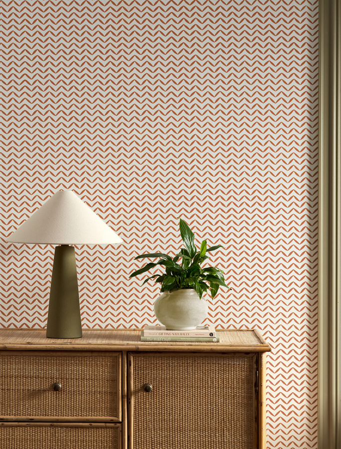 Scion Tapete Sapling in Ladybird Red mit botanischem Naturmotiv und Mid-Century Design - Bild 1