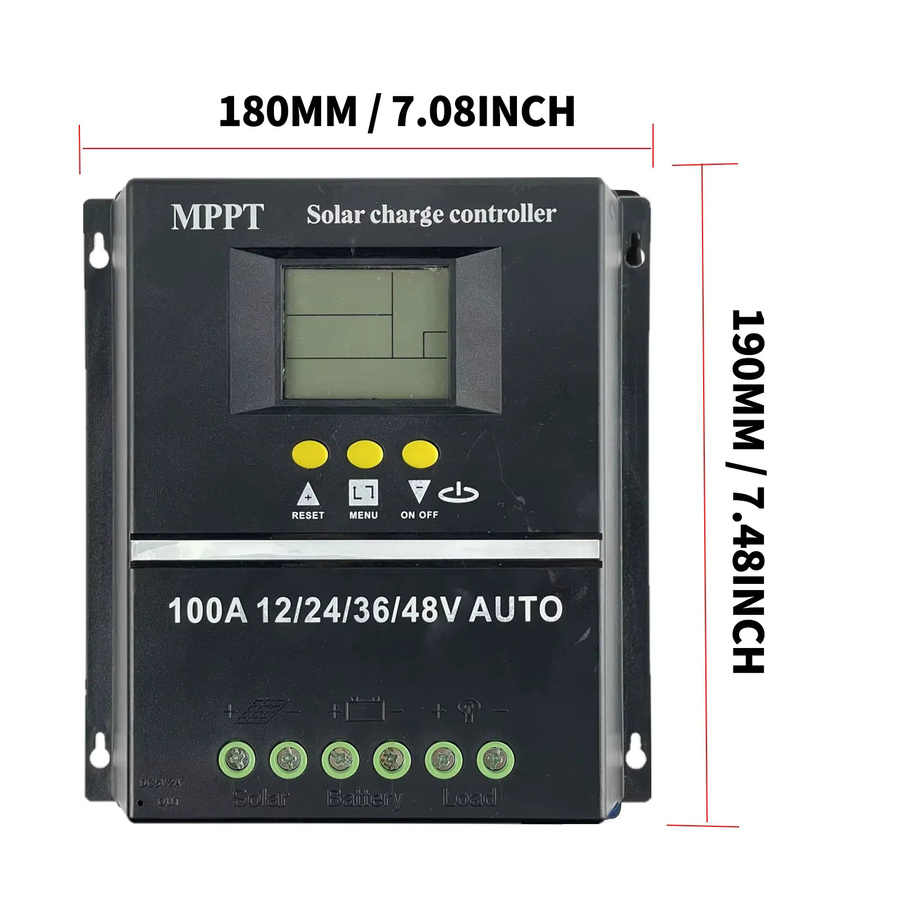 Powlsojx MPPT Solar-Laderegler mit LCD-Display und Dual-USB-Schnellladefunktion für Blei-Säure- und Lithium-Batterien, Schwarz - Bild 2