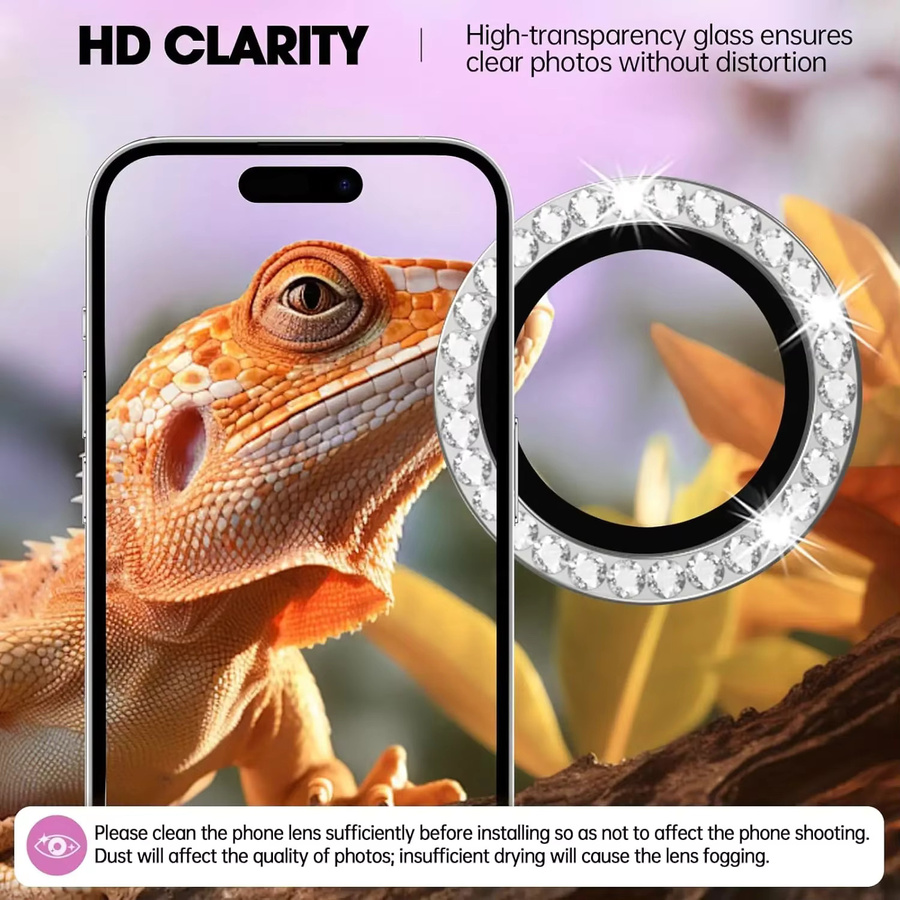 2-3 Stück Bling Glitter Diamant Kamera Objektiv Schutz Abdeckung für iPhone 16 Pro Max 15 Plus 14 13 12 in Silber - Bild 4