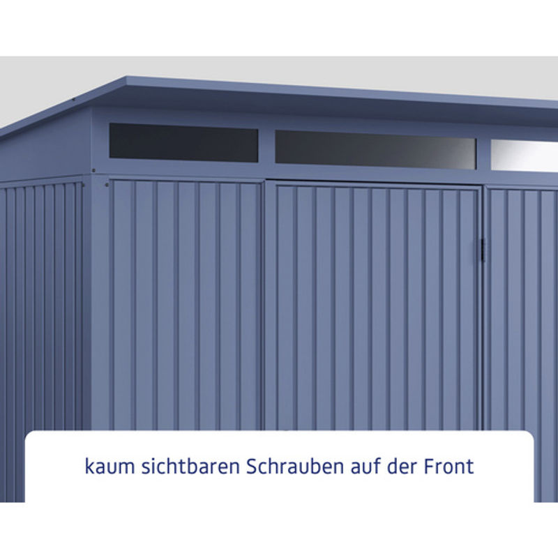 Hörmann Gerätehaus Trend mit Pultdach und Doppeltür in Taubenblau, B/H/T: 238 x 232,3 x 238 cm - Bild 3
