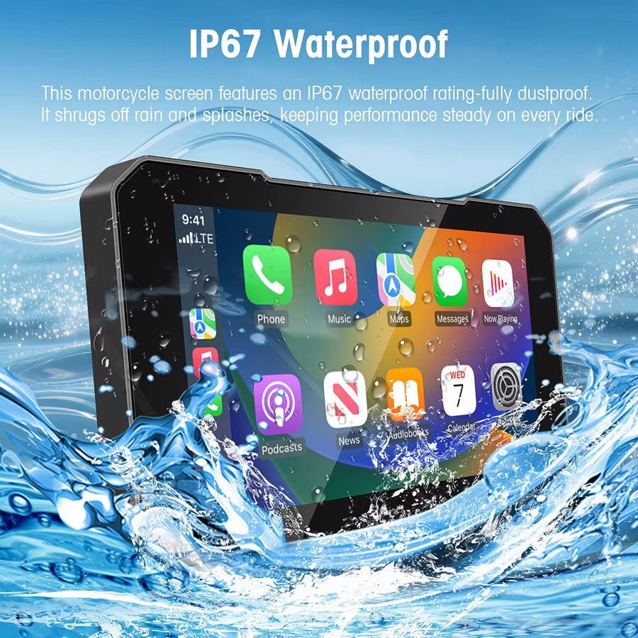 Wasserdichtes 6 Zoll Motorrad-GPS-Navigationsgerät mit kabellosem CarPlay und Android Auto sowie Bluetooth in Schwarz - Bild 5