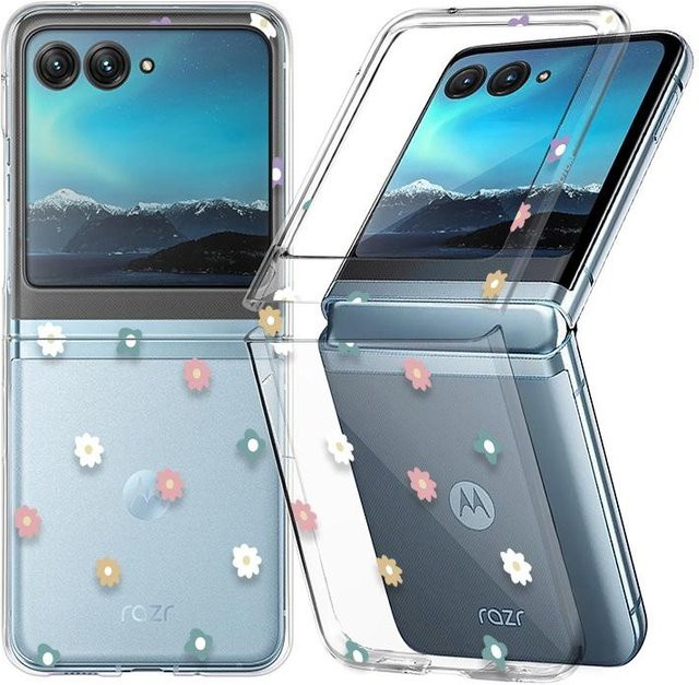 QYSFriday Stoßfeste Handyhülle mit Blumenmuster für Motorola Razr 40, Razr 50 Ultra und Razr 50, Transparent, Faltbare Bumper Schutzhülle aus hartem PC - Bild 1
