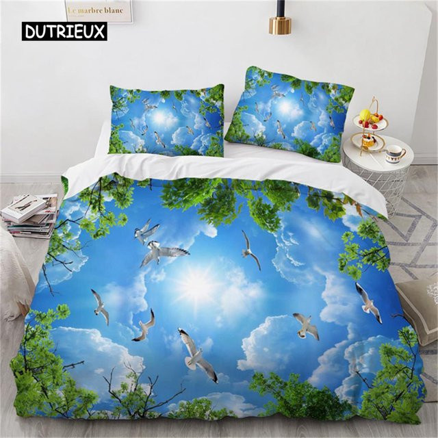 Bettwäscheset Binchi Outdoor Product aus Mikrofaser mit Naturlandschaft Motiv Blau und Weiß, B/H: 135 x 200 cm - Bild 1