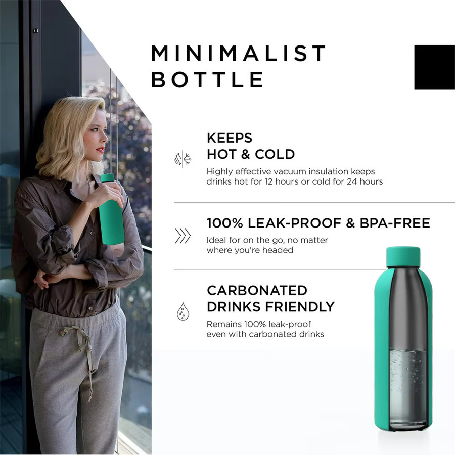 Abay Thermosflasche aus Edelstahl in Schwarz als isolierter Vakuumbecher für Sport und Alltag - Bild 4