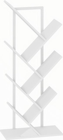 HOMCOM Bücherregal in Baumform mit 7 Ebenen, weißes Standregal mit Metallrahmen für Wohnzimmer, Schlafzimmer und Büro