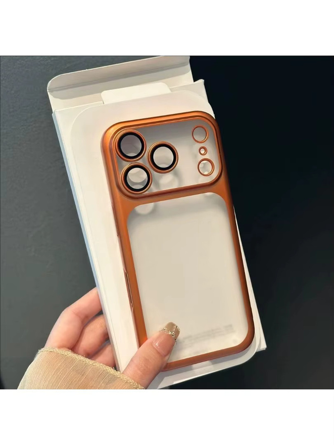 NMEGOU Nano-Matt Schutzhülle für iPhone 17 Air 16 15 14 13 12 Pro Max in Transparent und Orange - Bild 4