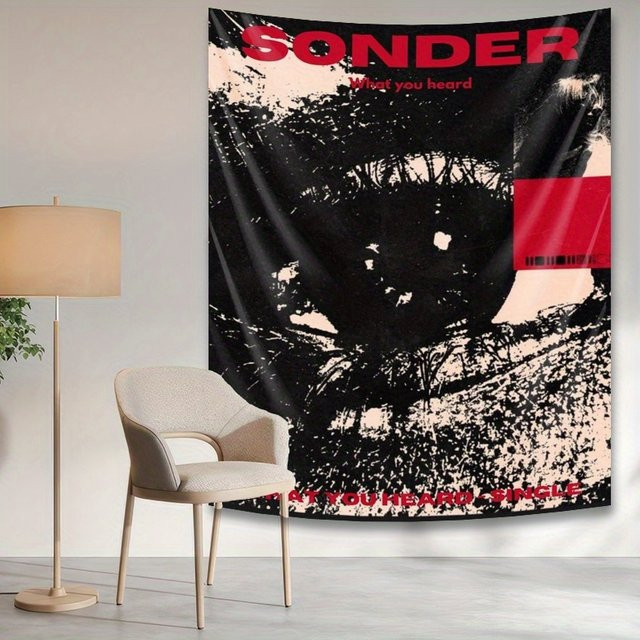 VIKAMA Wandteppich Dark Retro Eye in Rot und Schwarz als abstrakte Raumdekoration, B/H: 60 x 40 cm - Bild 1