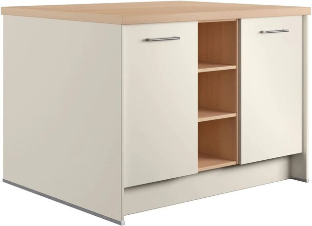 Kücheninsel Impuls Küchen IBZ4123J4 in Magnolienweiß mit Soft-Close-Türen, Breite: 123,4 cm - Bild 1