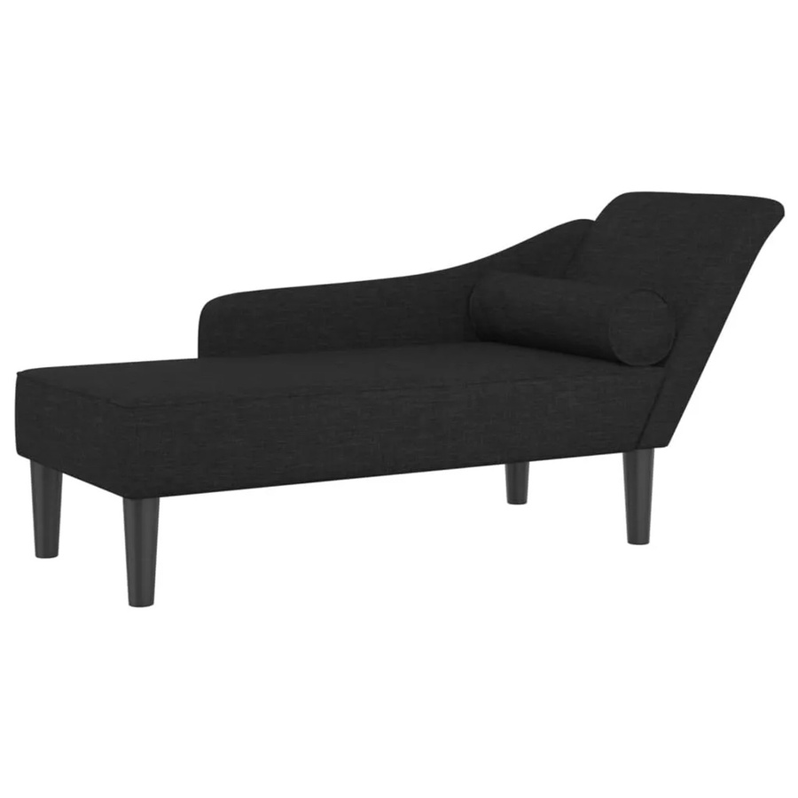 vidaXL Chaiselongue modern in Schwarz mit Kissen und Stoffbezug, B/T/H: 141,0 x 55,5 x 66,5 cm - Bild 2