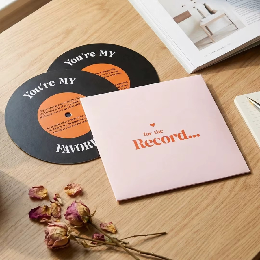 Bienen-Jubiläumskarte für Sie und Ihn als Valentinstagsgeschenk mit Schallplatten-Design - Bild 6