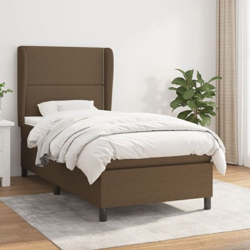 vidaxl Boxspringbett mit Matratze aus Stoff in Braun B/T/H: 90 x 200 x 118 cm - Bild 1
