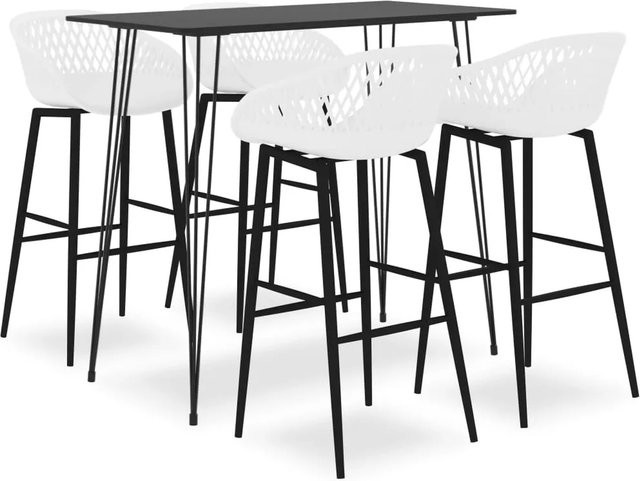 vidaXL 5-tlg. Bar-Set modern in Schwarz und Weiß mit Tisch und Stühlen - Bild 1