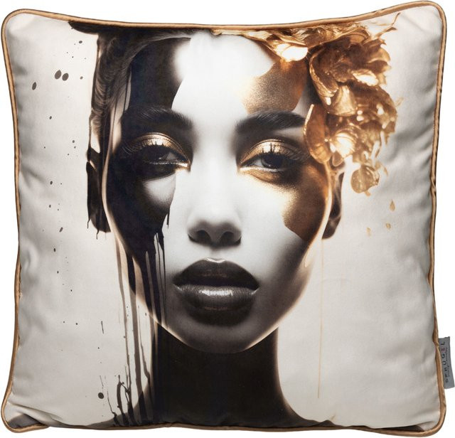 Kissenhülle GOLDEN LADY in Gold und Weiß, quadratisch, B/B/H: 45 x 45 x 45 cm - Bild 1