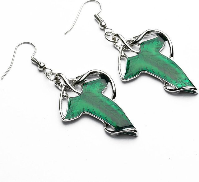 Ohrringe Elf Green Leaf Eardrop, Messing, gray, Damen - Bild 1