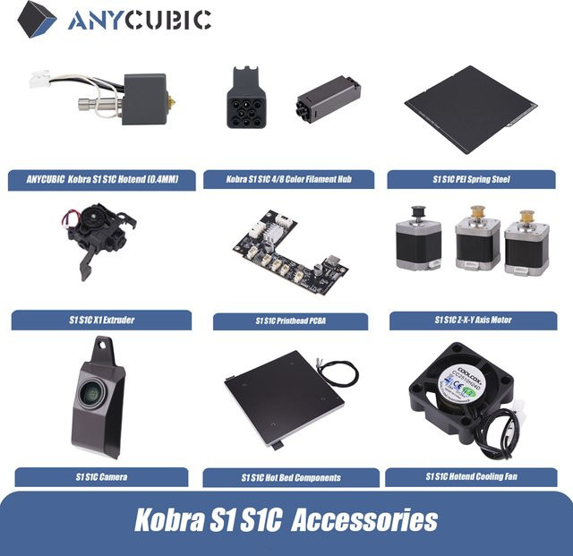 ANYCUBIC Kobra S1 Combo Zubehör Set mit Hotend, Extruder, 8-Farben-Filamentnabe und PEI Federstahl-Rückzahlerkennungsmodul in Rot - Bild 1