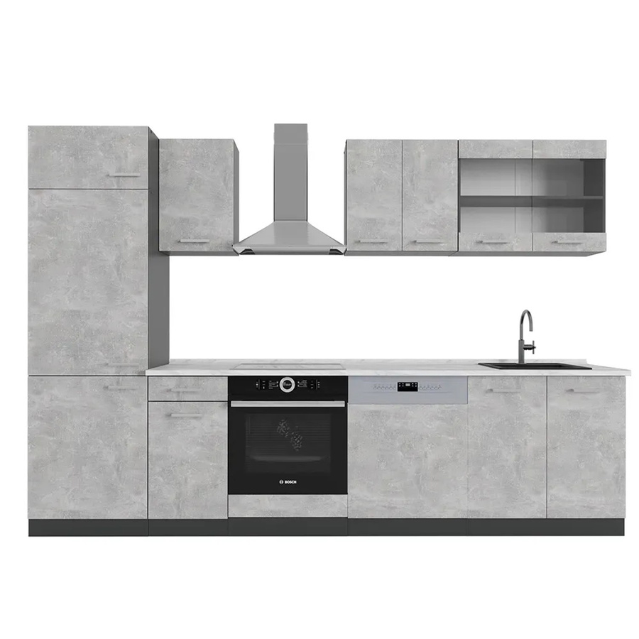 Vicco R-Line Küchenzeile Beton Anthrazit in Marmor-Optik, Breite: 300 cm - Bild 2