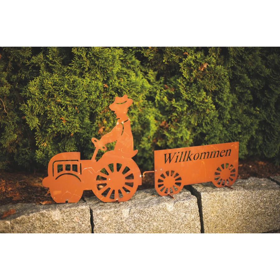 Ferrum Art Design Traktorschild Willkommen aus Metall in Edelrost-Optik, Breite: 43 cm - Bild 2