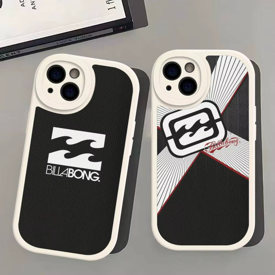 Billabong Leder-Handyhülle für iPhone 16 15 14 13 12 11 Pro Max Plus im Surfing-Design - Bild 1