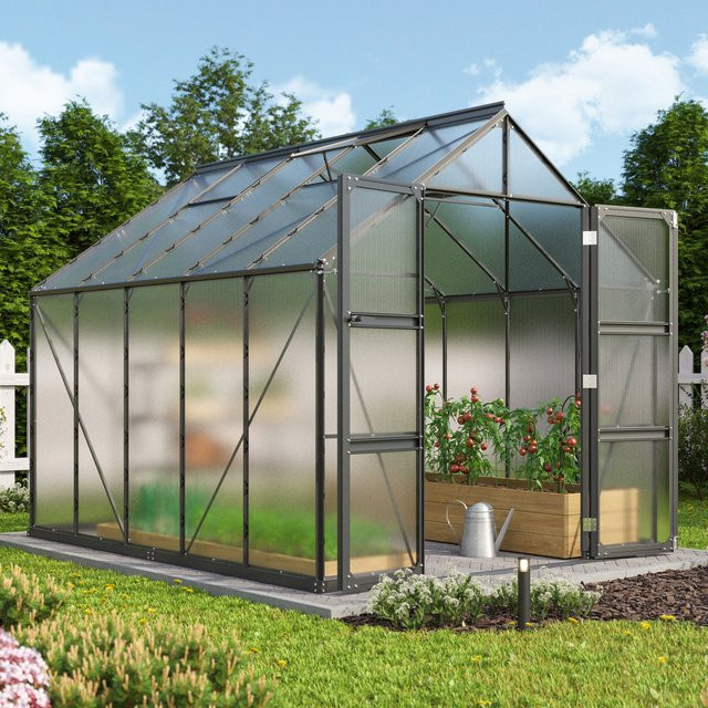 Vitavia Gewächshaus Domus 8300 in Schwarz mit 8,3 m² Fläche und 6 mm Polycarbonat-Verglasung - Bild 1