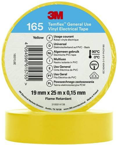 3M Temflex 165 Isolierband Gelb Breite: 19 mm, Länge: 25 m - Bild 1