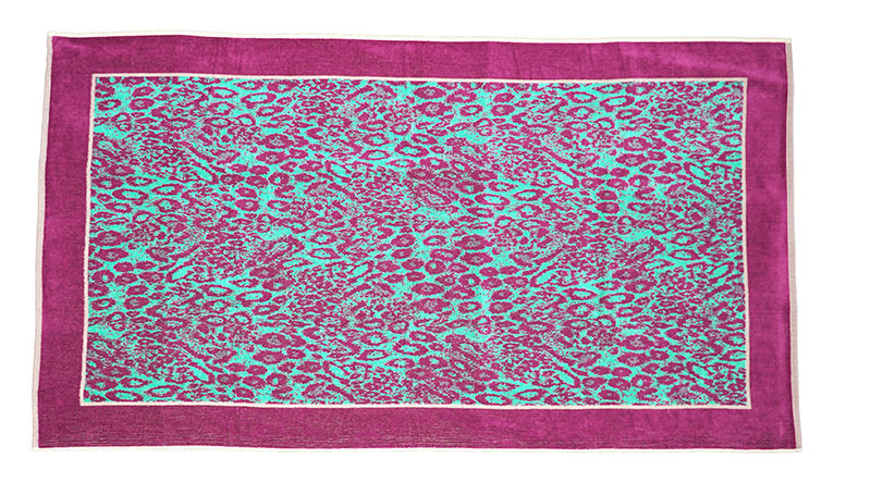 Sympathica Family Strandtuch Cayman Leopard in Türkis und Lila aus Baumwolle, B/B: 90 x 180 cm - Bild 1