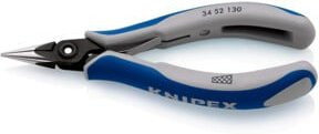 Knipex Präzisions-Elektronik-Greifzange 34 52 130 mit Mehrkomponenten-Hüllen, brüniert, blau, Länge: 130 mm - Bild 1