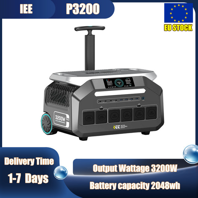 IEE P3200 Tragbare Powerstation mit 2048Wh Kapazität, 6400W Spitzenleistung und LiFePO4-Akku inklusive Smart-App-Steuerung - Bild 1