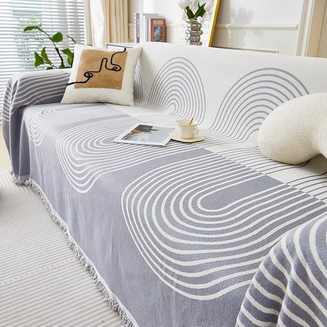 Joyfinity Doppelseitiger Chenille-Sofabezug in Grau, dehnbarer Couchschutz für dein Sofa, B/B: 260 x 180 cm - Bild 1