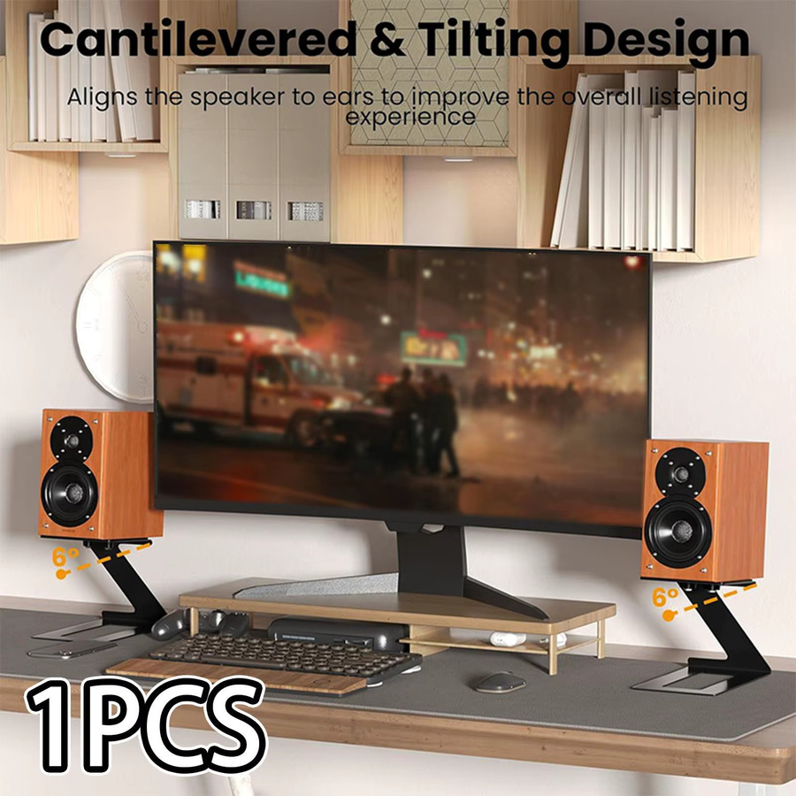 MagiDeal Desktop-Lautsprecherständer in Schwarz mit 6 Grad Neigung und Vibrationsdämpfung für Studio-Monitore - Bild 2