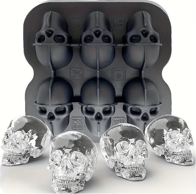 YOCITY Eiswürfelform Silikon Schädel 3D Eisball Form Schwarz BPA-frei - Bild 1