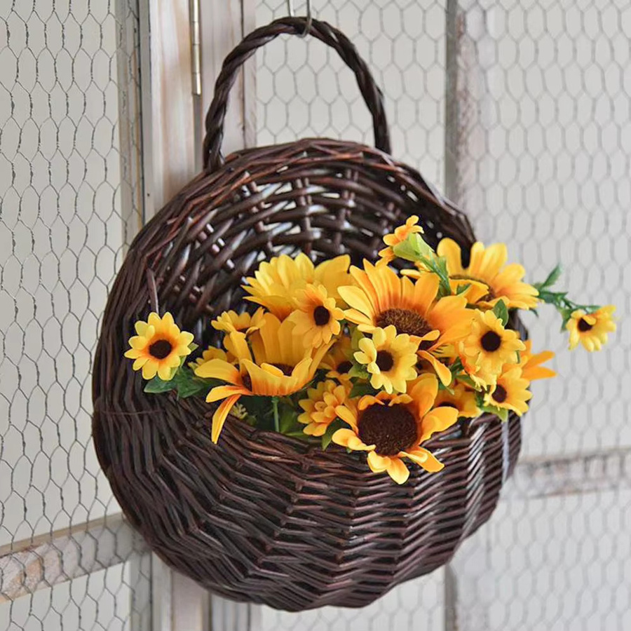 APWIKOGER Handgefertigter Rattan-Blumenkorb als Wandbehang für Garten und Balkon - Bild 3