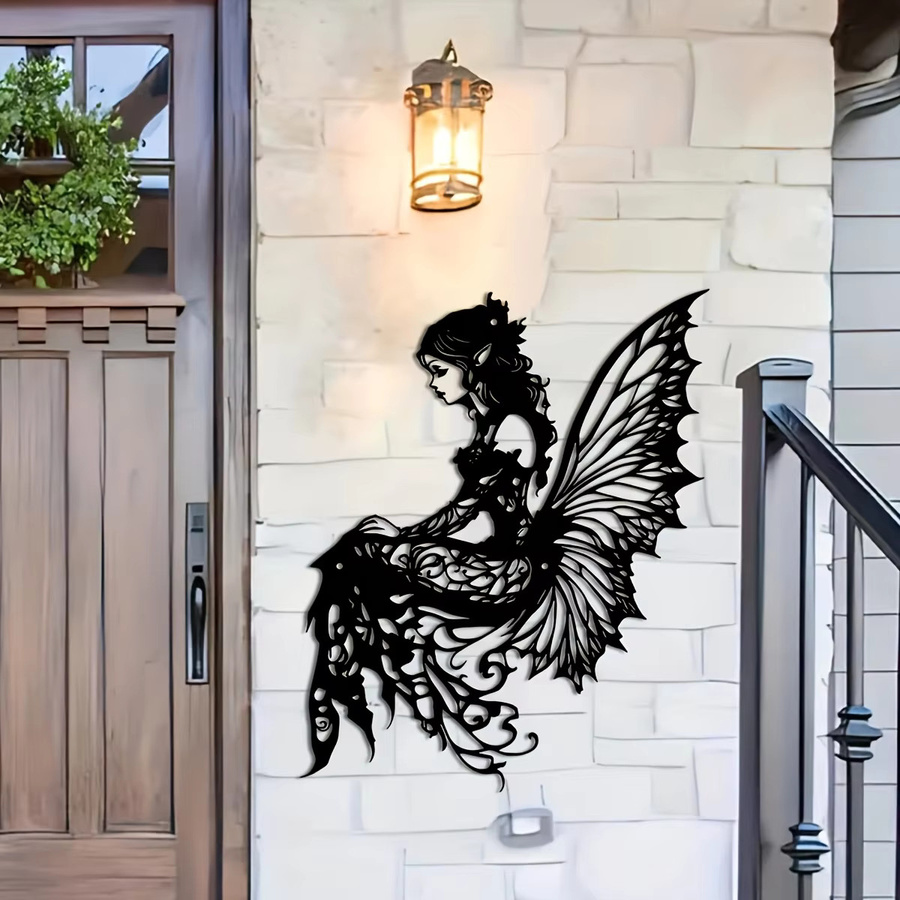 DDPNKL Wanddeko Fairy Silhouette aus Metall in Schwarz - Bild 4