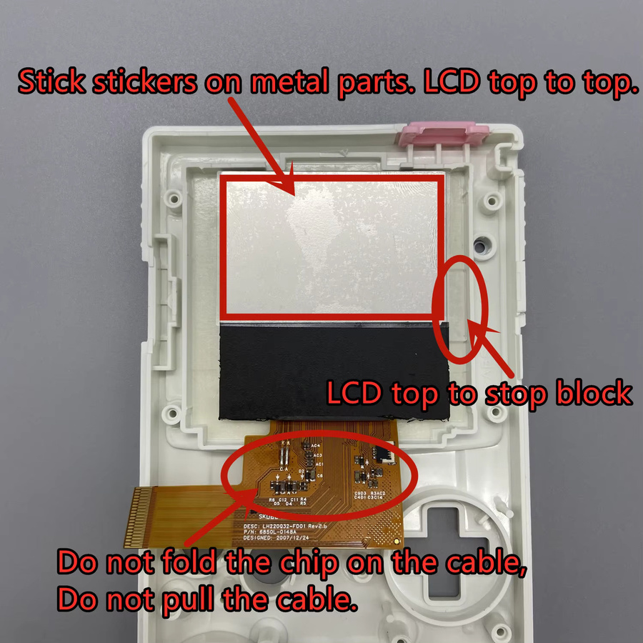 VYOPBC GBC LCD-Bildschirm 2,2 Zoll mit hoher Helligkeit für Gameboy Color in Weiß – Plug-and-Play ohne Schweißen - Bild 2