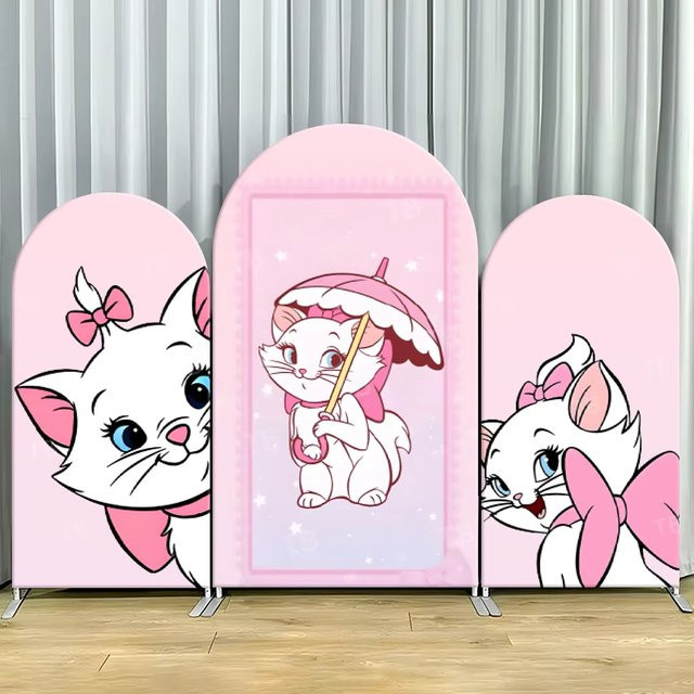 VIKAMA Rosa Katzenbogen-Hintergrund für Kindergeburtstage und Partys, B/H: 120 x 50 cm - Bild 1