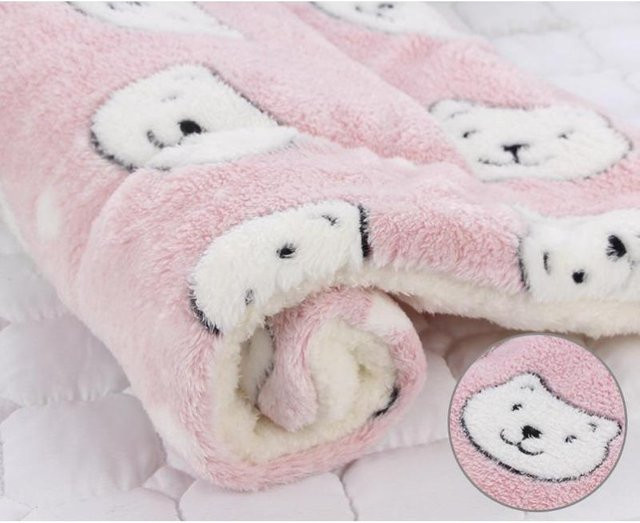 DHDH Haustier-Schlafmatte mit Bärenmuster aus weichem Fleece, waschbar und warm, B/B/H: 49 x 32 cm - Bild 1