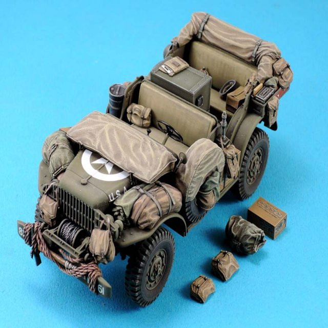 GK Jeep-Aufbewahrungsbox und Zubehör, Resin-Soldatenmodell, 1:35 - Bild 1