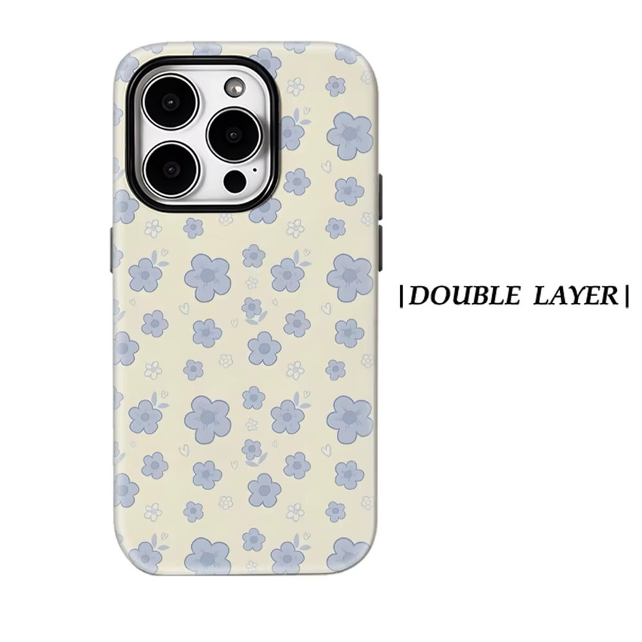 Robuste Magnetische Handyhülle von Potdemiel mit hellblauem Blumenmuster für iPhone 17 16 15 14 13 Pro Max Plus - Bild 6