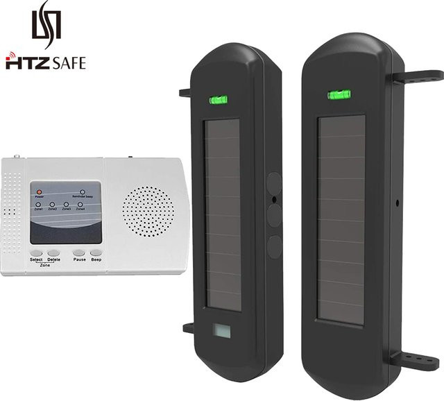 HTZSAFE Solarstrahlsensor-Einfahrtalarmsystem mit 800 Meter kabelloser Reichweite und 100 Meter Sensorreichweite für DIY-Sicherheitswarnungen zu Hause - Bild 1