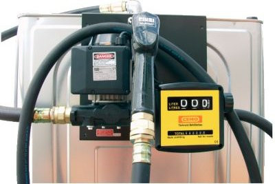 CEMO Elektropumpe in Silber mit Zählwerk, 230V, ca. 50 l/min, selbstansaugend inklusive Zapfpistole mit Halter und 4 m Befüllschlauch - Bild 1