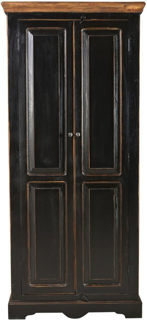 TPFLiving Schrank Auburn aus Mango-Holz und MDF in Schwarz mit honigfarbener Deckplatte - Bild 1
