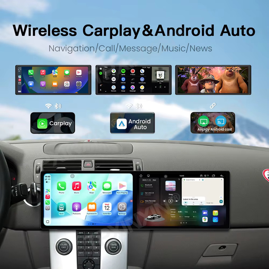TPXINXIN Dual Screen Android 15 Multimedia Auto-Einheit mit 10,1 Zoll Display, GPS-Navigation und Carplay für Volvo C30 S40 V50 C70 (2004-2012), Schwarz - Bild 6