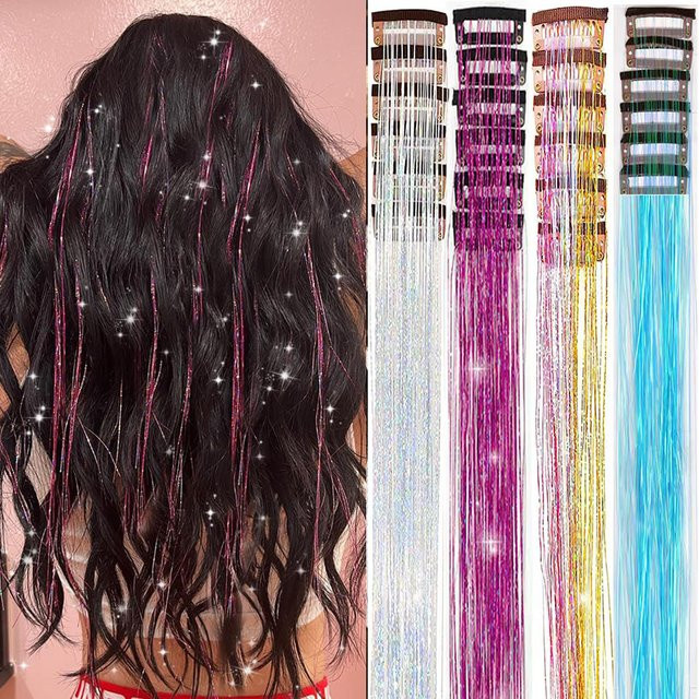 DinDong Clip-in-Haarverlängerungen, 20 Zoll, Synthetik, 6 Stück, Damen - Bild 1