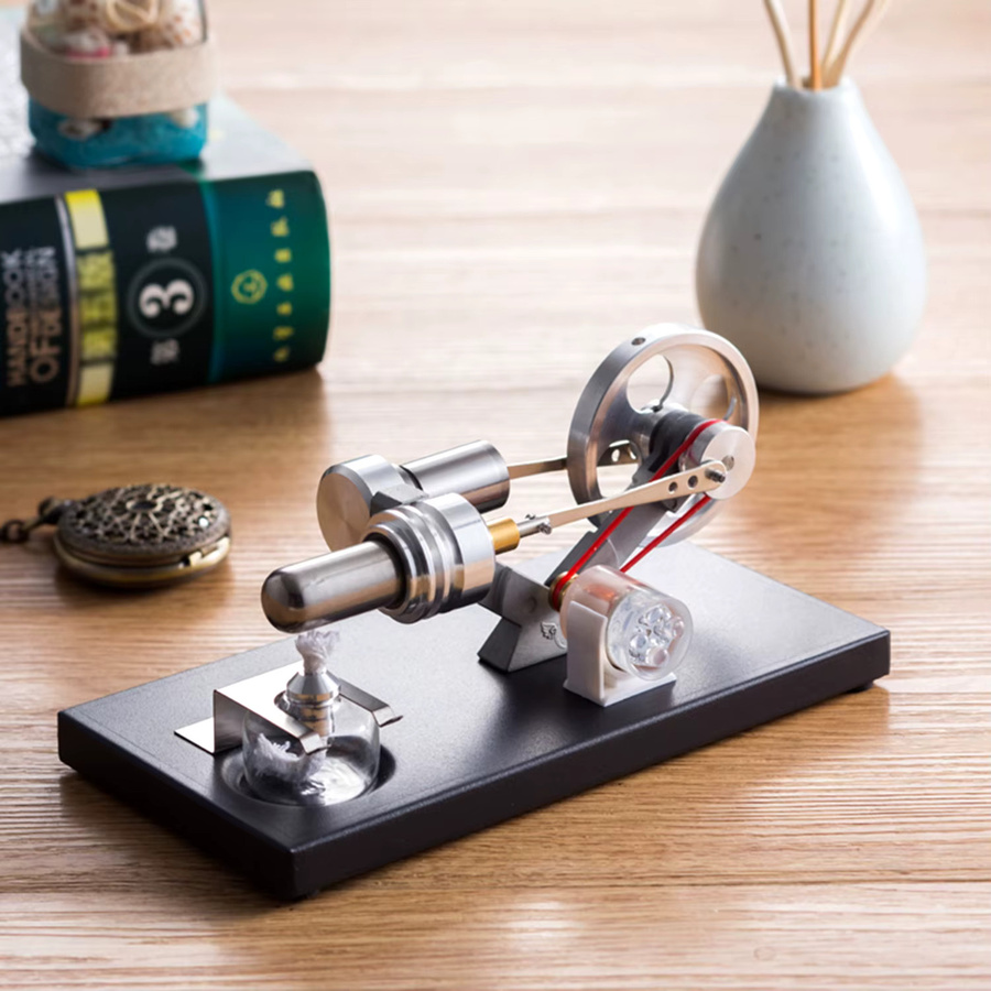 Aibecy Stirlingmotor-Modellbausatz aus Metall, mit LED-Leuchten - Bild 4