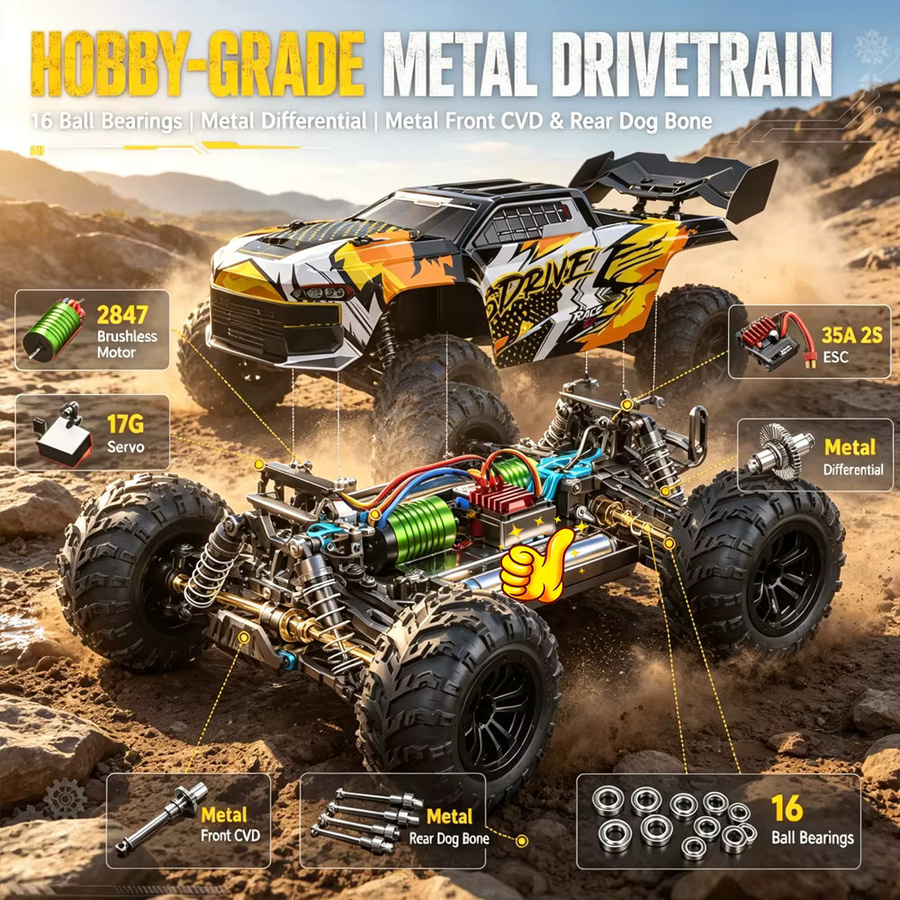 WLtoys 16101PRO 16102PRO RC Auto, Monster Truck, Metall, ab 14 Jahren - Bild 2