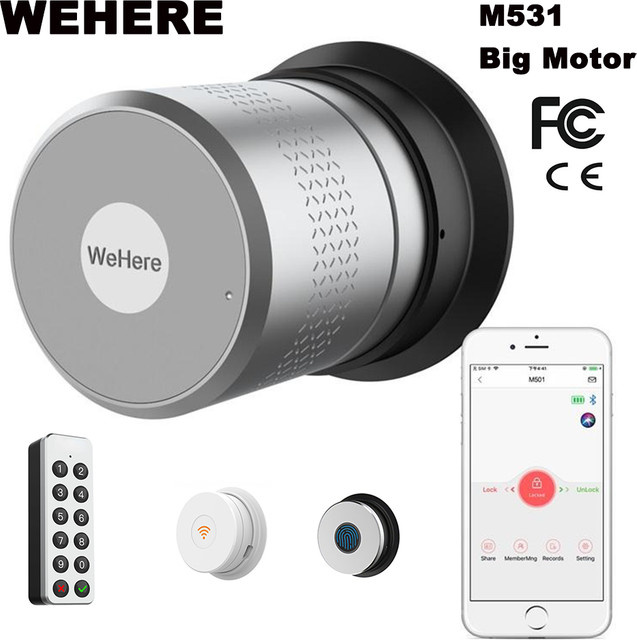 SZJN M531 Smart Türschloss mit Tuya und Wehere App Steuerung, digitales elektronisches Schloss mit Fernbedienung und Original Zylinder, Cut Schlüssel, in Schwarz oder Silber - Bild 1