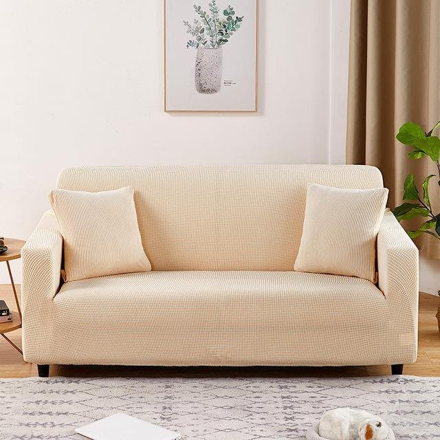 Elastischer Polarfleece Sofabezug für 1-Sitzer bis Ecksofa, Beige - Bild 1